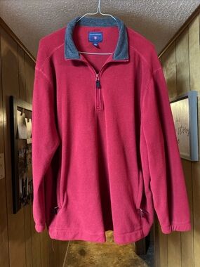 Saddlebred Red Men's Quarter-Zip Fleece with Gray Collar